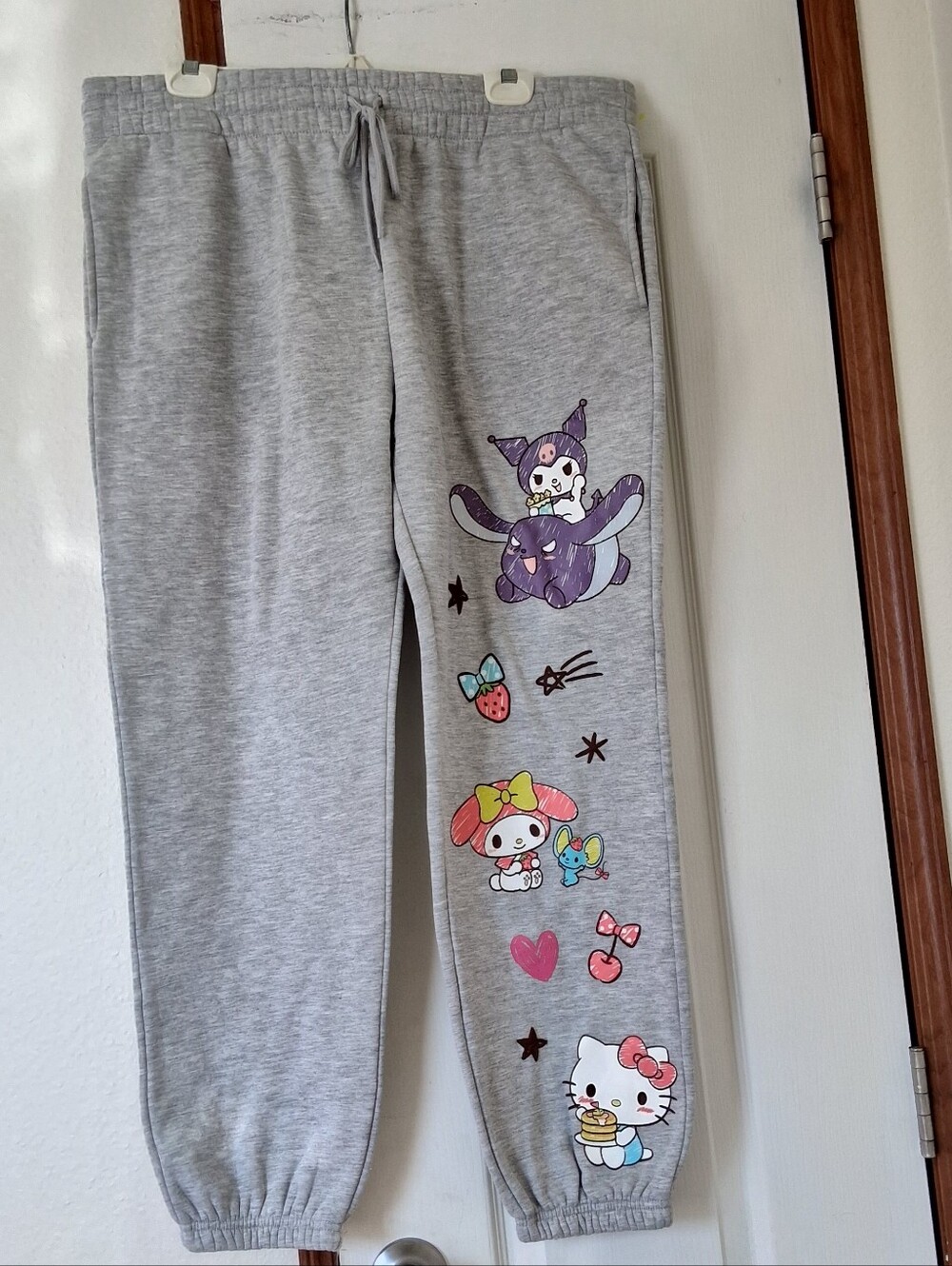 Hello Kitty And Friend By Sanrio Jogger Gray Sweatpants Drawstring Fleece SzXL